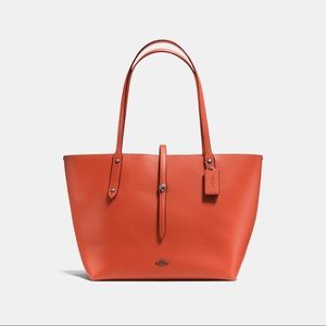 Coach Leather Market Tote in Bright Orange